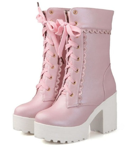 Spitzen Schwarzen Studenten Weiche Schwester Lolita  High Heels Stiefel  Cosplay Lolita Lady Schuhe